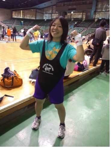 Misato at her first bench press competition